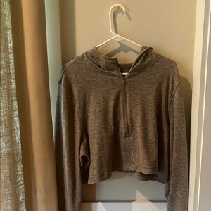 Gray/tan Women's Cropped Hoodie